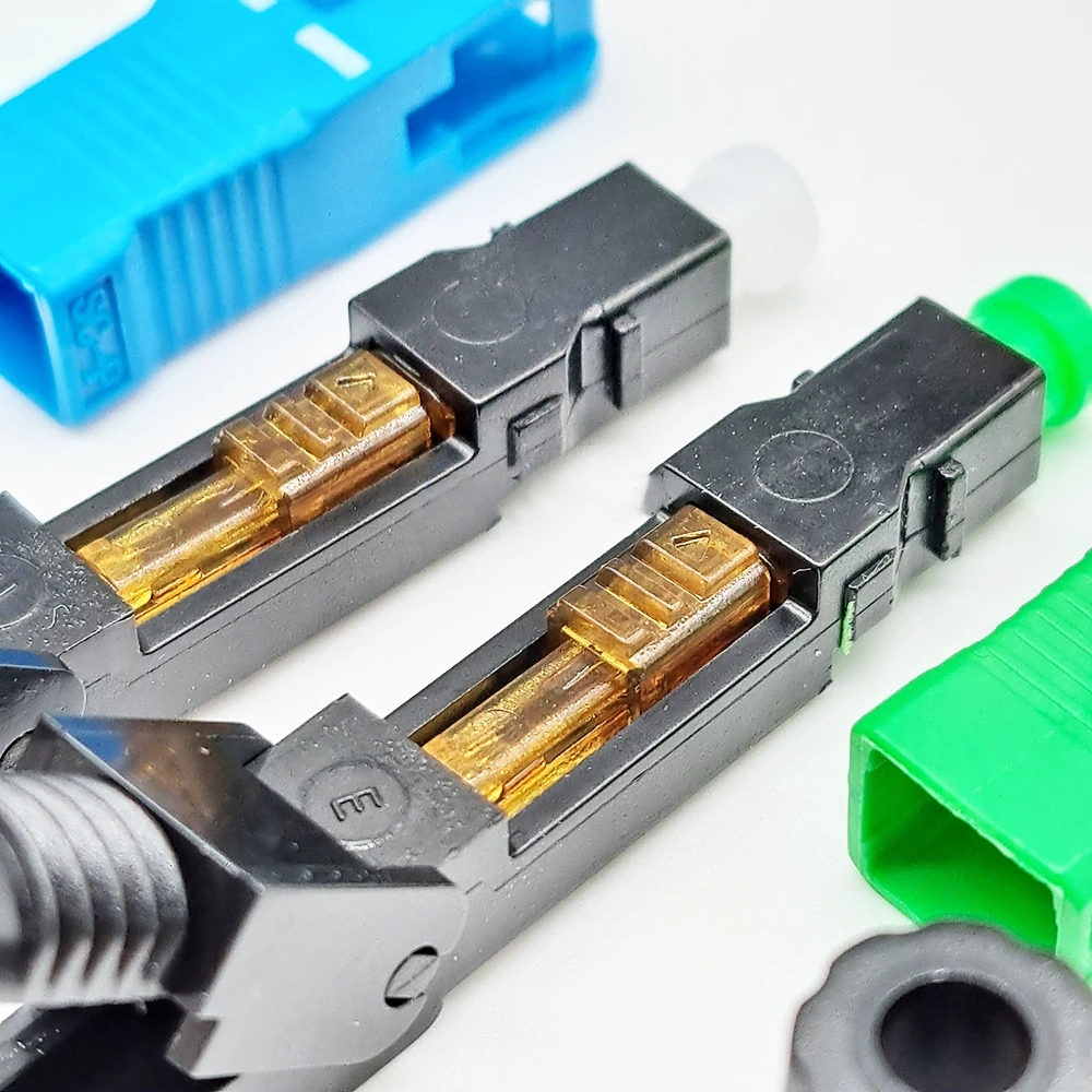 Fiber Optic Connector SC APC Single Mode Wiederverwendbarer schneller Faser eingebetteter Verbindungsstück 58mm FTTH Werkzeug Kalter optischer Verbindungsstück 50 100 pcs Schnelle Feldmontage FTTH Optische Kalte Verbin