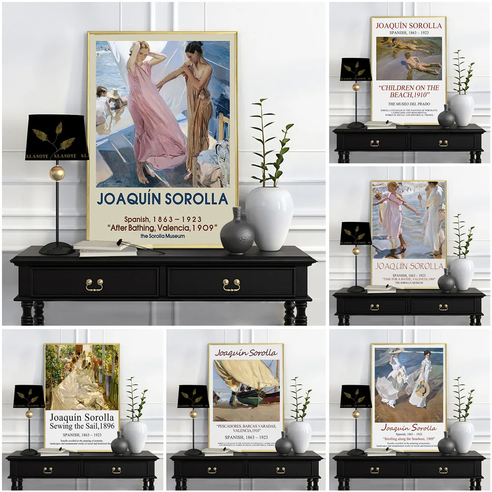 

Joaquin Sorolla Exhibition Museum Poster Impressionism Vintage Art Print Canvas Painting Decor Wall Picture