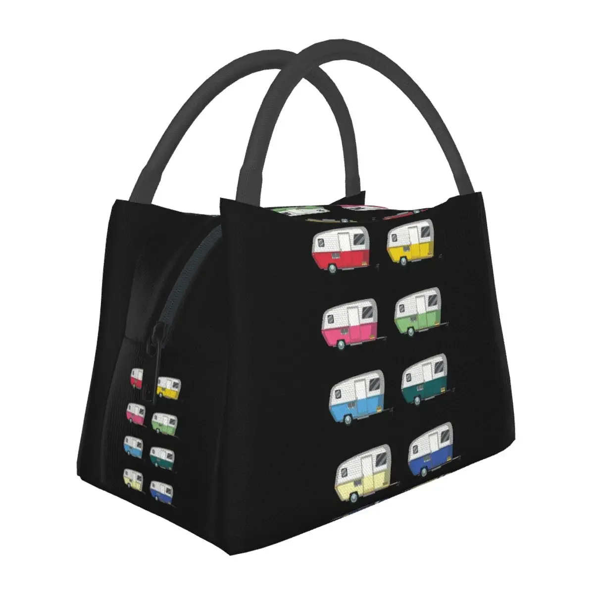 Colourful Vintage Eriba Puck Caravan Daisy Insulated Lunch Bag for Women Bento Storage Food Boxes Leakproof Thermal Lunch Box