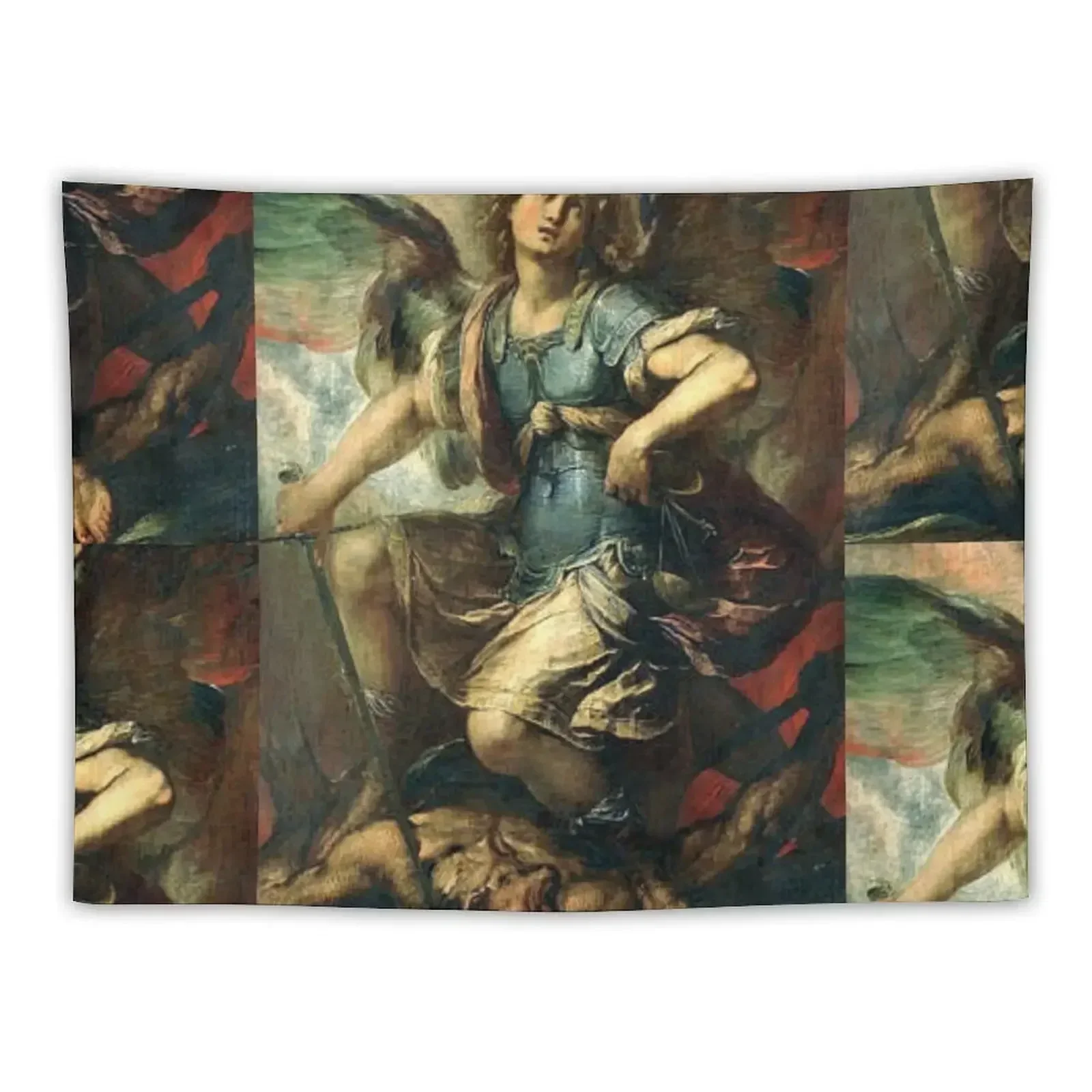 Michael The Archangel Defeats Satan Revelation 12-7-9 Tapestry Decoration For Bedroom Wall Deco Wall Coverings Tapestry