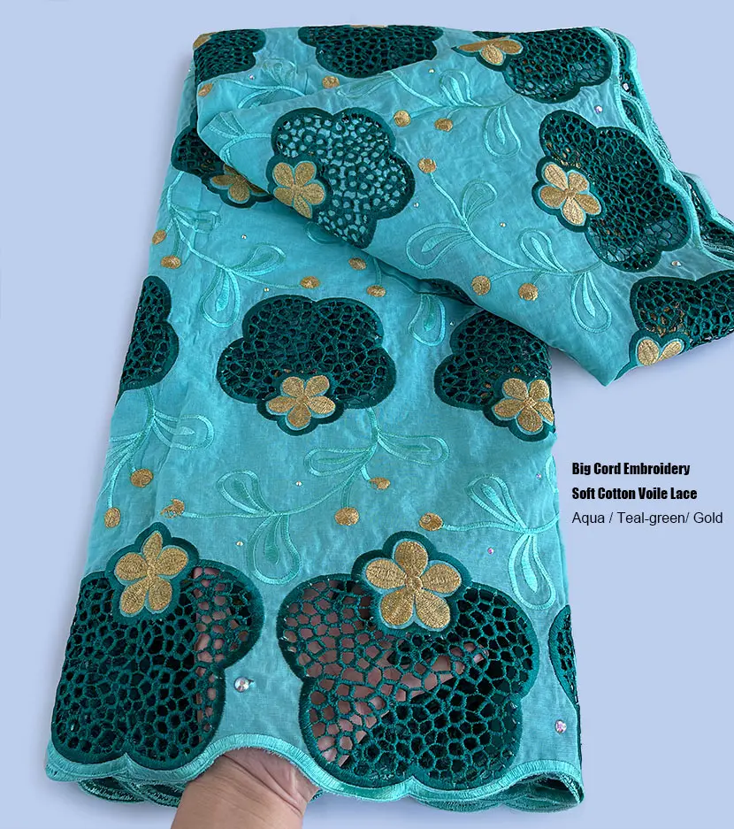 Clearance African Embroidered Cotton Lace Nigerian Swiss Voile Couple Fabric Fashion Garment Occasional Events Dress