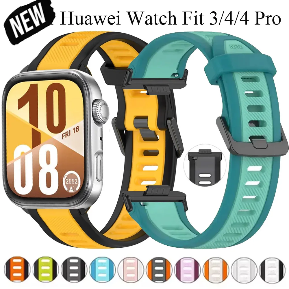 Silikonarmband für Huawei Watch Fit 3/4/4 Pro. Zweifarbiges, strukturiertes, bequemes Armband für Huawei Watch Fit 3/4/4 Pro. Armband