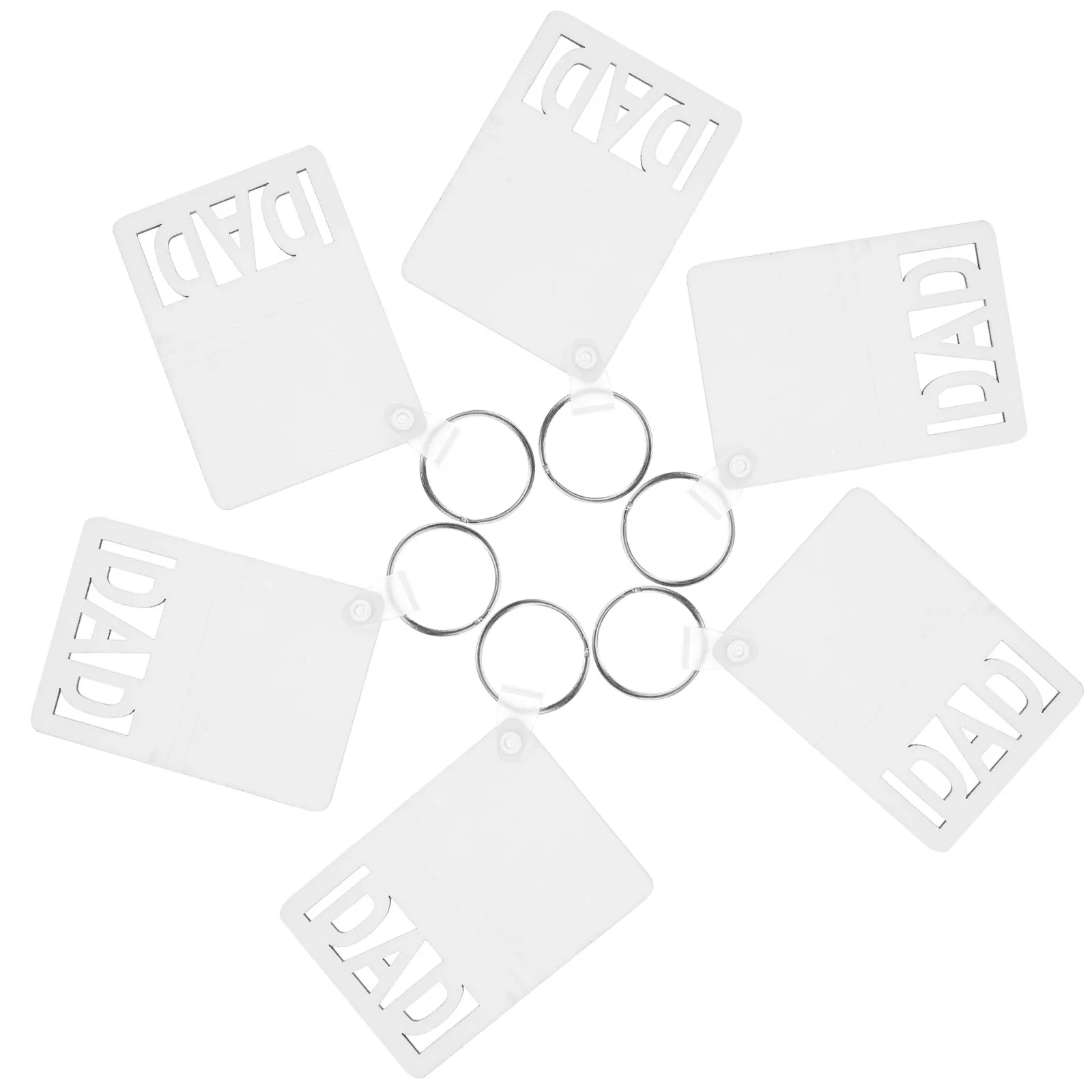 6Pcs Sublimation Blanks Dad Sign Keyring Double Side DIY Sublimation Keychain Craft Supply for Personalized Memory Keepsake