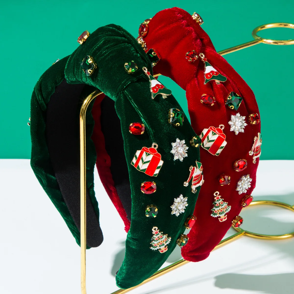 

New Christmas headband flannel alloy gift box elk Christmas tree accessories decoration holiday party hair accessories