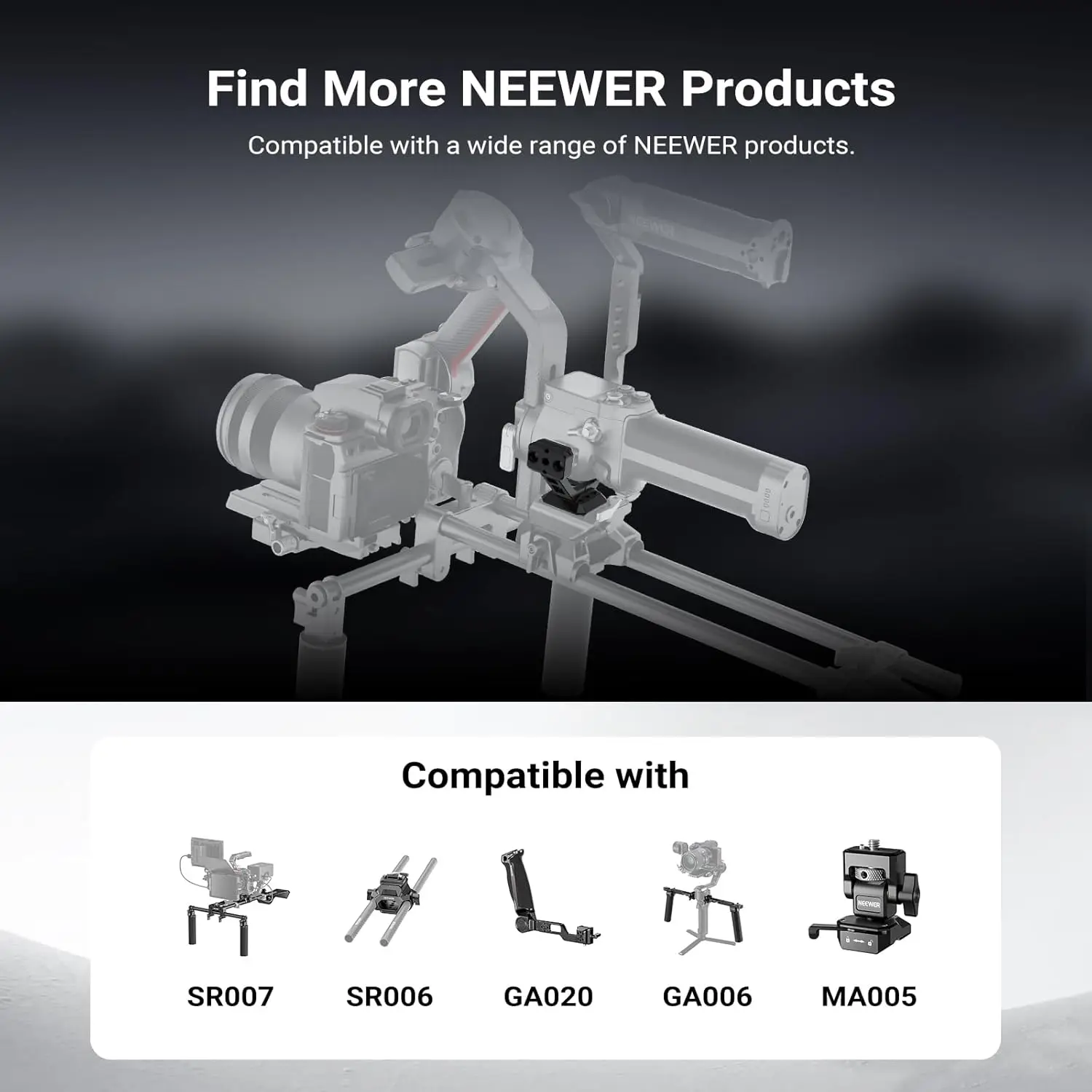 NEEWER Gimbal-Halterung für RS5/RS4/RS4 Pro/RS3/RS Pro, Arca-Typ Schnellwechsel-Schulterrig NATO-Schiene Kamerastabilisator-Adapter – Detail 6