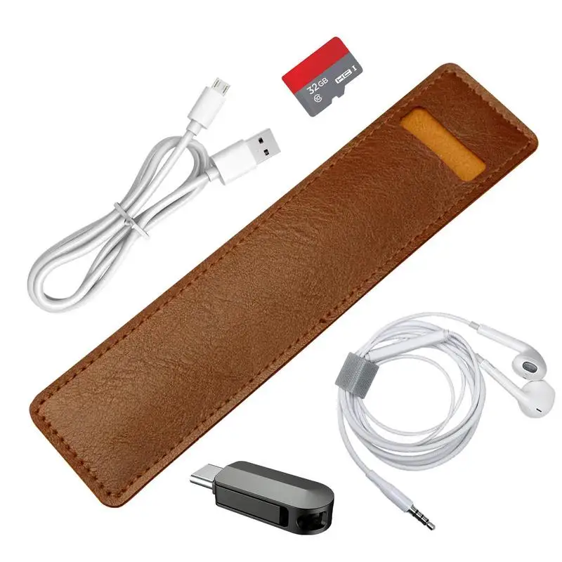 

Retro PU Leather Fountain Pen Holder Pocket Pen Sleeve Leather Pen Holder Universal Sticky Capacitive Pen Holder Pencil Case