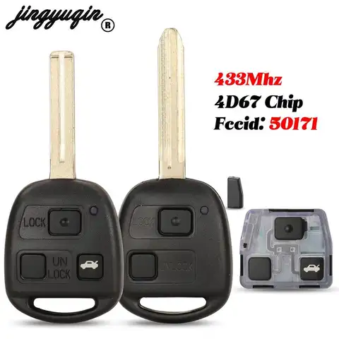 Jingyuqin 50171 Toyota Prado 120 RAV4 Kluger Previa FJ 크루저 랜드 100 원격 키 433MHz 4D67 칩 Fob 2/3 버튼