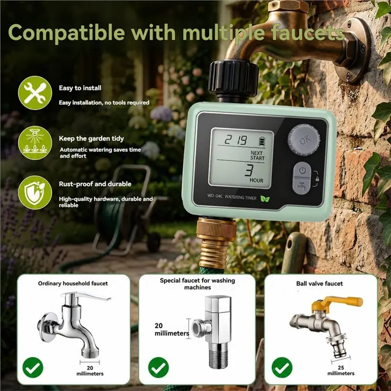 SHGO-Sprinkler Timer Automatic Garden Watering Timer Waterproof Intelligent Digital Hose Faucet Irrigation Controller