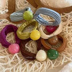 Korean Dark Color Ball Bright Color Seamless Rubber Band Girl's Height Ponytail and Updo Hair Ring Hair Rope Head Rope Headwear