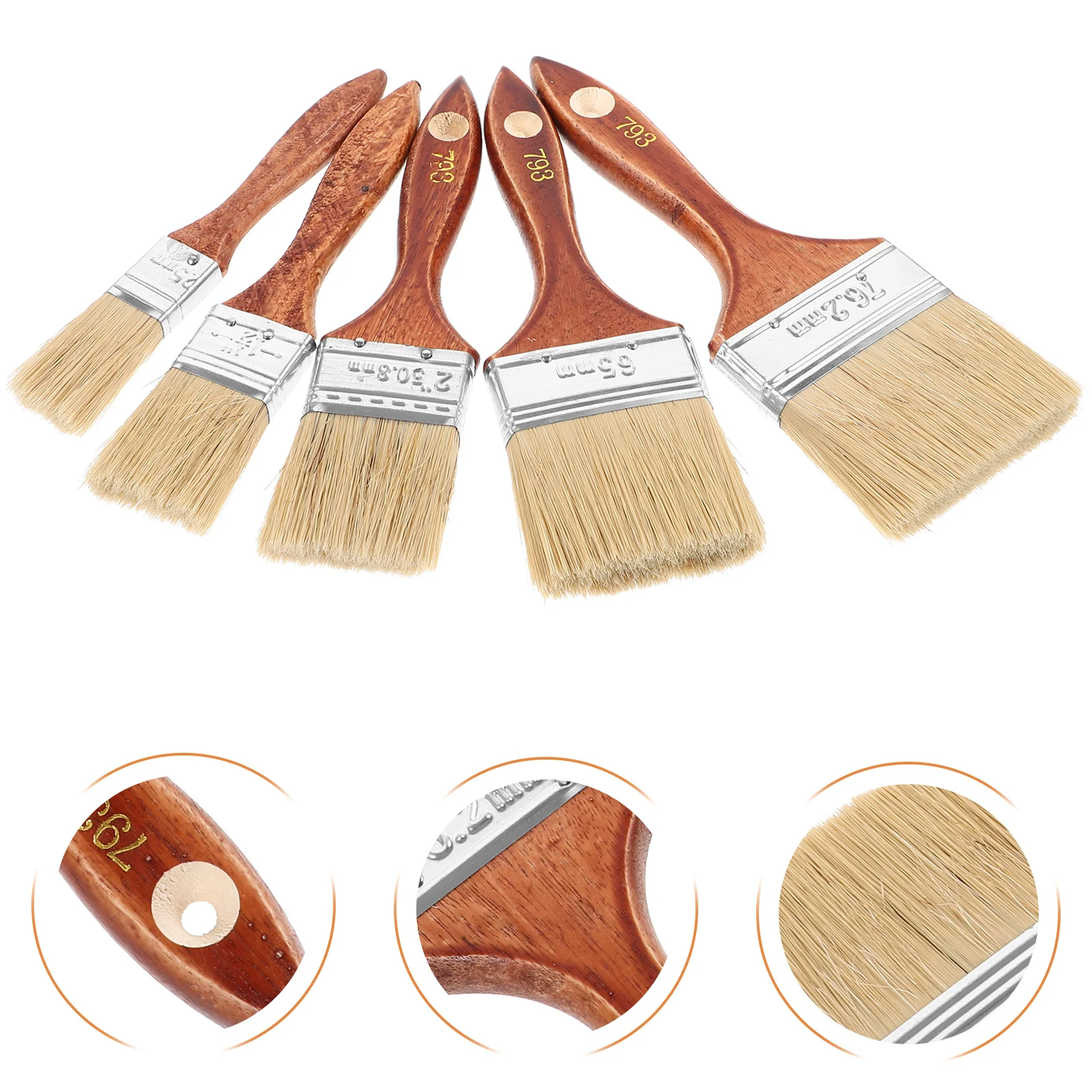 5 قطعة فرشاة الطلاء الزيتي مقبض خشبي متعدد الاستخدام الخشن أدوات الرسم على الحائط للأثاث الفني الحرفية ديكور المنزل الصناعي #1