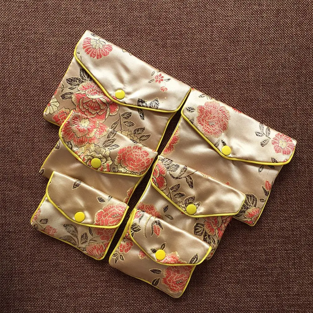 

Gifts Beads Necklace Brocade Handmade Floral Buckle Chinese Snap Jewelery Storage Handbags Wallet Jewelery Bag