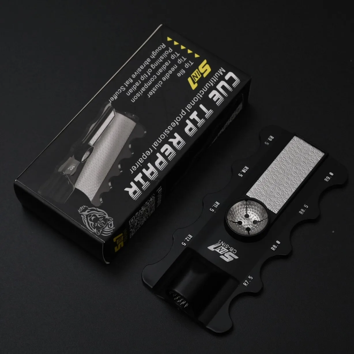 

5-in-1 Pool Cue Tip Repair Tool Set Stick Tip Shaper Scuffer Aerator Burnisher And Radius Gauge Billiards Accessories for Cues