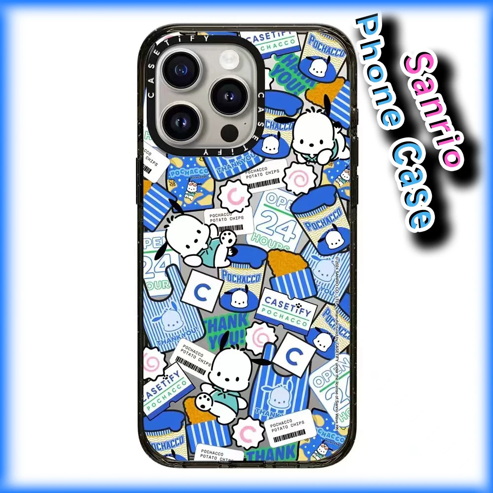 

Прозрачный чехол Kawaii Pochacco для iPhone 11, 12, 13, 14, 15, 16 Pro Max Plus Sanrio, противоударный защитный чехол с защитой от падения в стиле аниме