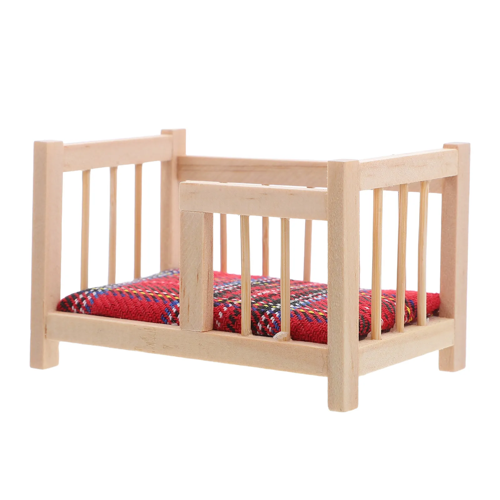 

Деревянная кроватка для кукольного домика, реалистичная миниатюрная кровать для аксессуаров кукольной комнаты, креативный реквизит для фотосъемки, украшение для мини-дома