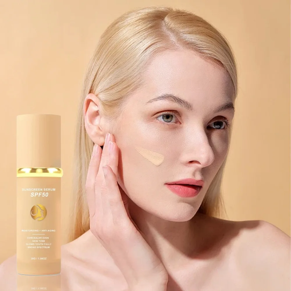 4 in 1-Light Spectrum Match Cosmetics Foundation Hydrating Anti-Aging Biomimic Foundation Concealing SPF50 Sunscreen Serum