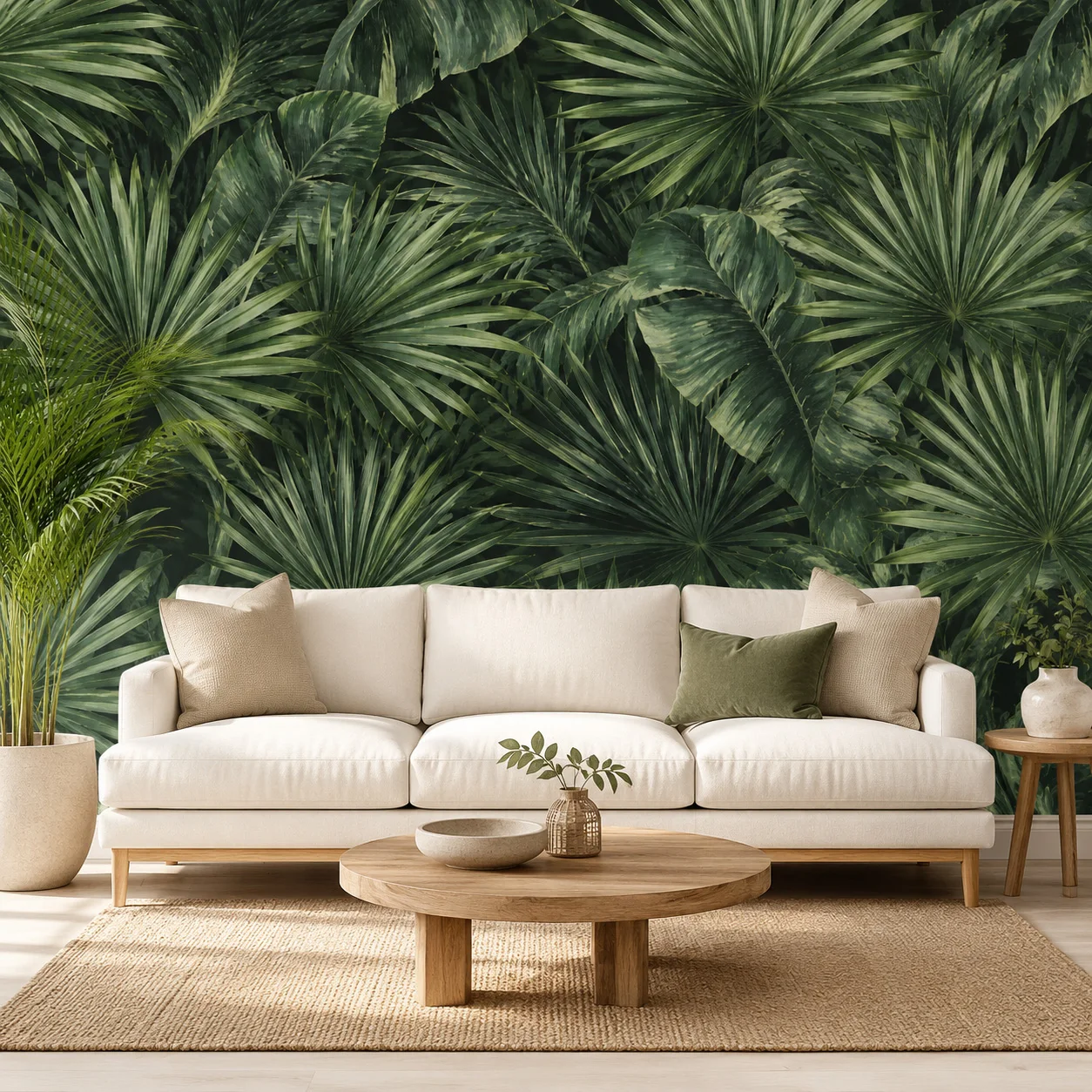 Tropical Green Leaves Wallpaper Mural Palm Monstera Jungle Wall Art Living Room Bedroom Decor Non Self Adhesive Requires Glue