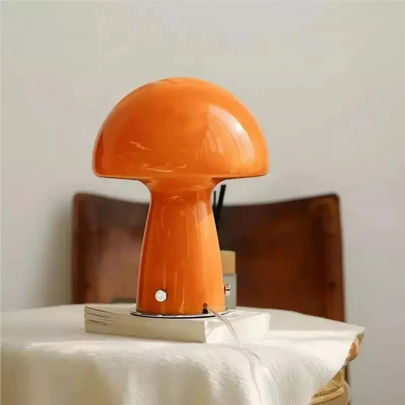 Mushroom Desk Lamp Home Decoration Beside Cute Lamps Led Reading Ornament Light Eye Protection Interior Glass Decor Night Light