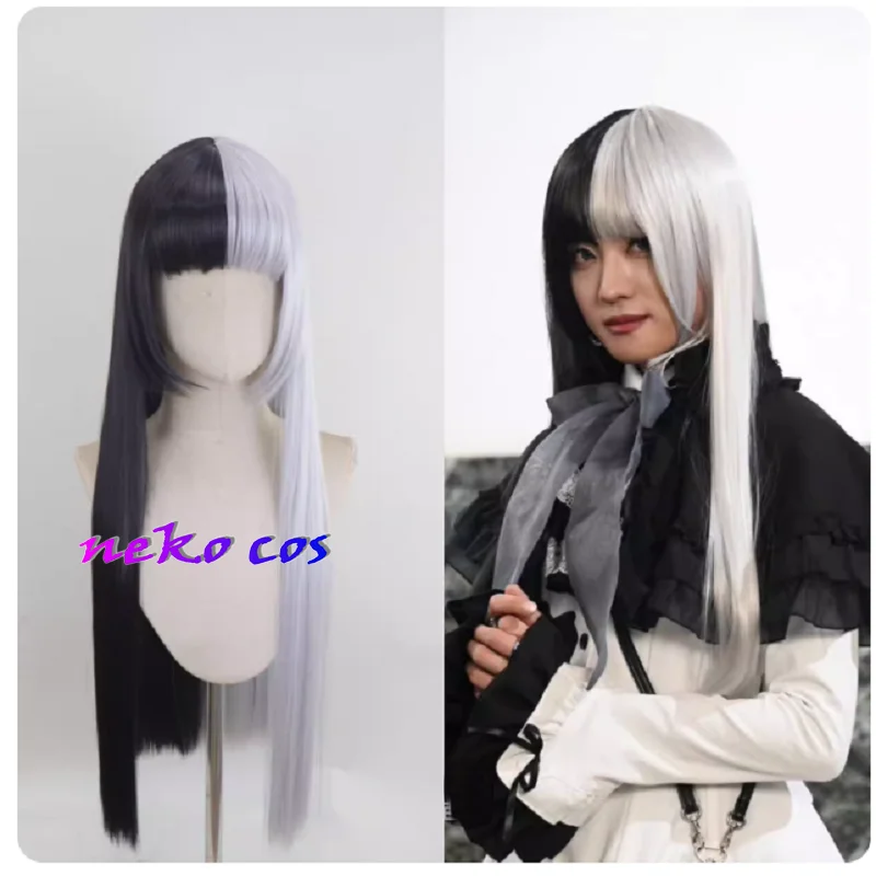 

nekocos ridergavv Jiip желудок черно-белый парик длинный парик косплей парик