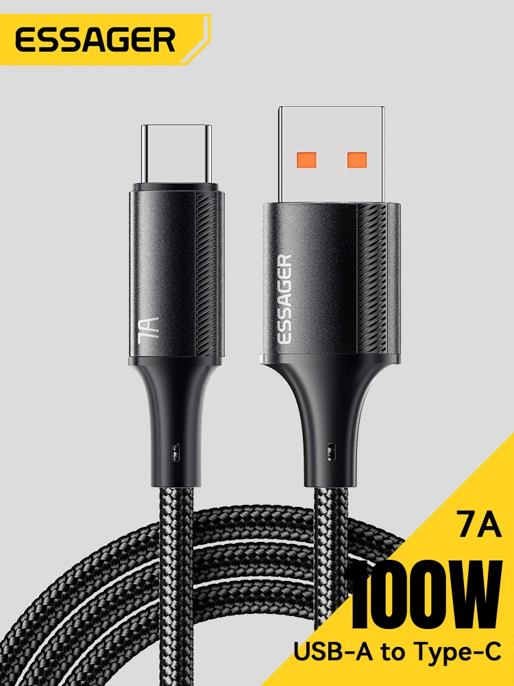 Essager 7A USB Typ C Kabel für Realme Huawei P40 Pro 100W Schnellladekabel USB-C Ladegerät Datenkabel für Samsung Xiaomi Poco F3