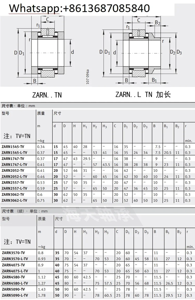 Harbin precision machine tool combination bearing ZARN1545TN/P4 1747 2052 2557 3062 3570