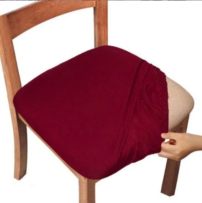 Spandex Dining Room Chair Seat Covers 13 Solid Colors Removable Washable Elastic Cushion Covers For Home Decor Accessories
