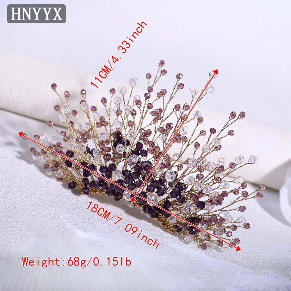 HNYYX Green Princess Crown Tiara Sparkling Crystal Bridal Dress Up Accessories Birthday Party Hair Piece Girls Jewellery A326