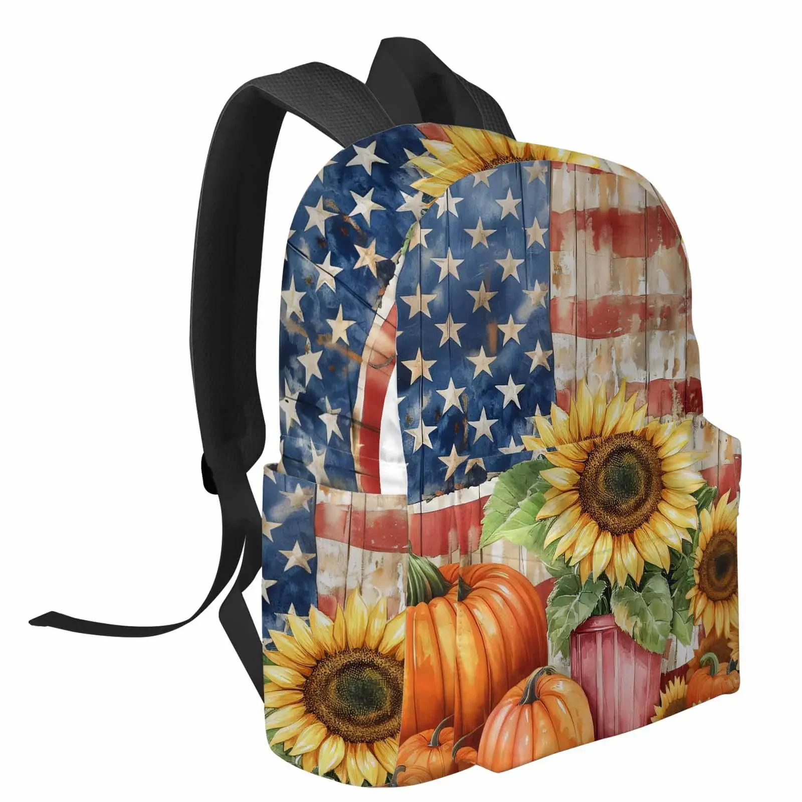 Stars And Stripes Sunflower Pumpkin Backpacks Teenagers Student School Bags Men Women Travel Mochila