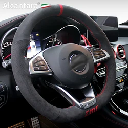 Real Alcantara Braiding Steering Wheel Cover for Mercedes Benz AMG GT C190 R190 A45 W176 C63 S W205 2014-2020