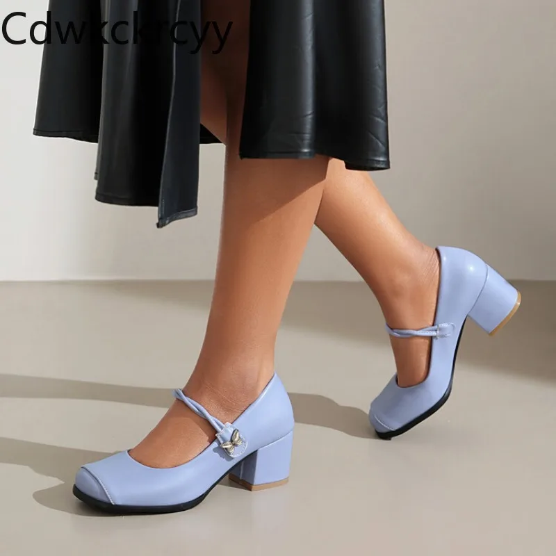 Spring and Autumn New styles fashion High heels Women's shoes sweet Simplicity Shallow Mouth Square heel Women's shoes high 5cm