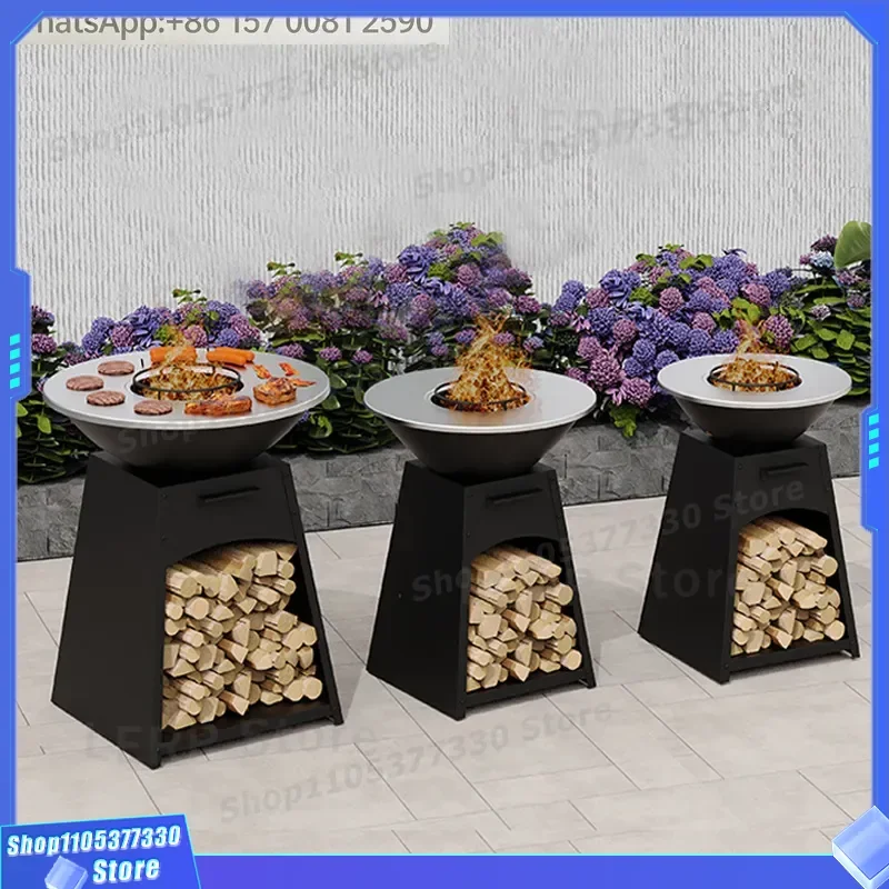 NFS Freestanding Vertical Firewood Burning Stove Outdoor Barbecue Heating Enamel Powder Coated Windproof Rust-Proof