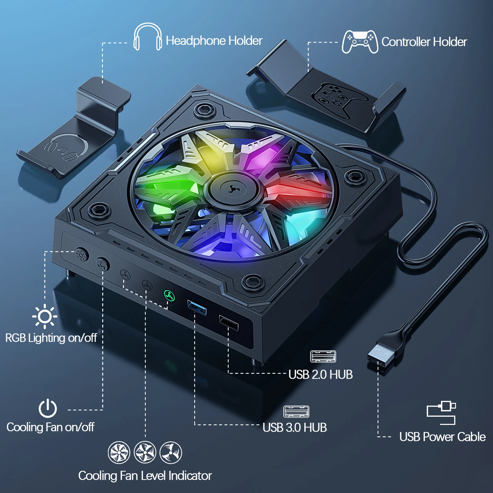 مروحة تبريد HUADAI لسلسلة Xbox X مع سرعة مروحة أوتوماتيكية قابلة للتعديل من درجة الحرارة، تبريد عالي الأداء، ضوضاء منخفضة ﻿