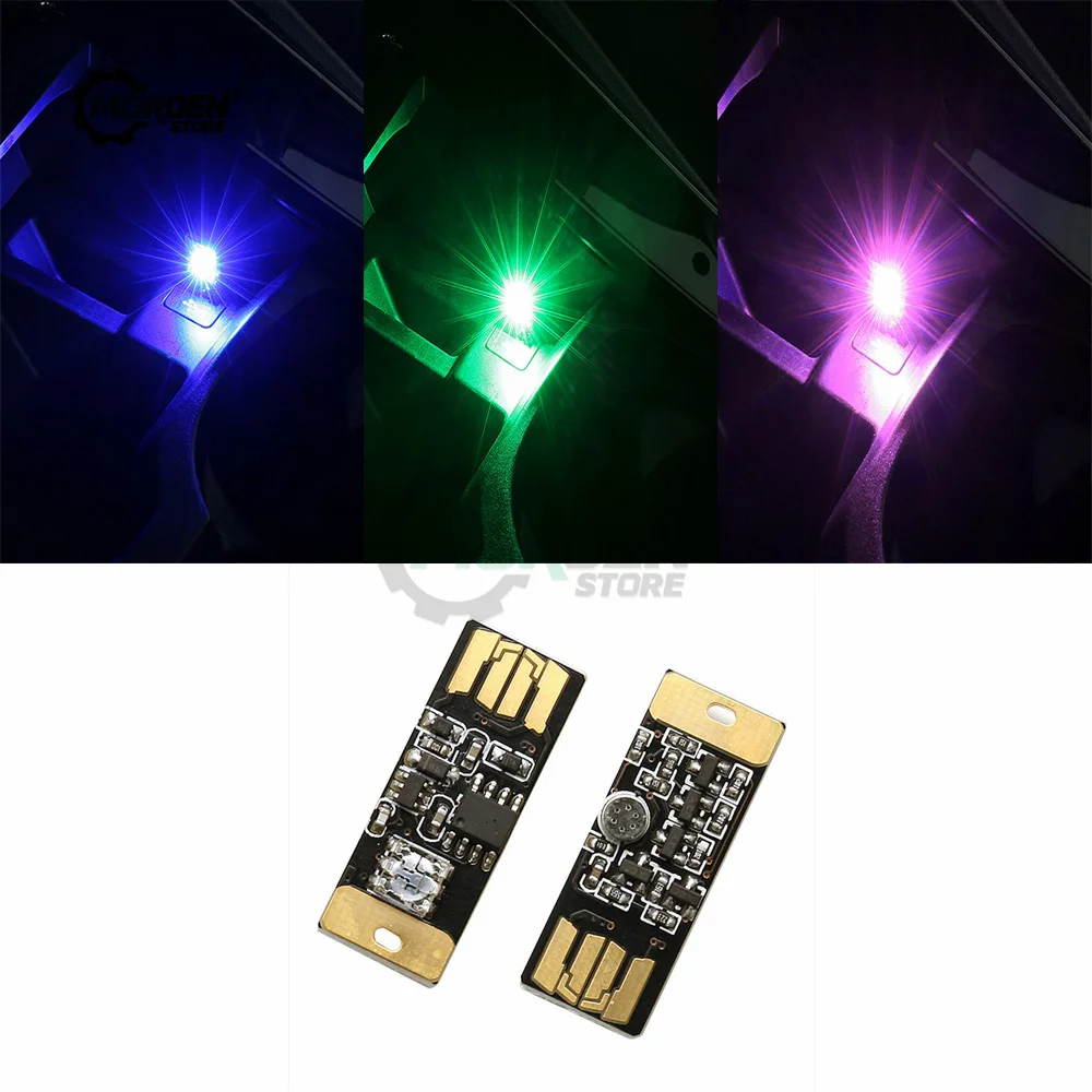 Car Interior USB LED Module Atmosphere Decorative Light Music Adjustment lighting Plug and Play Decor Lamp Voice Control Light