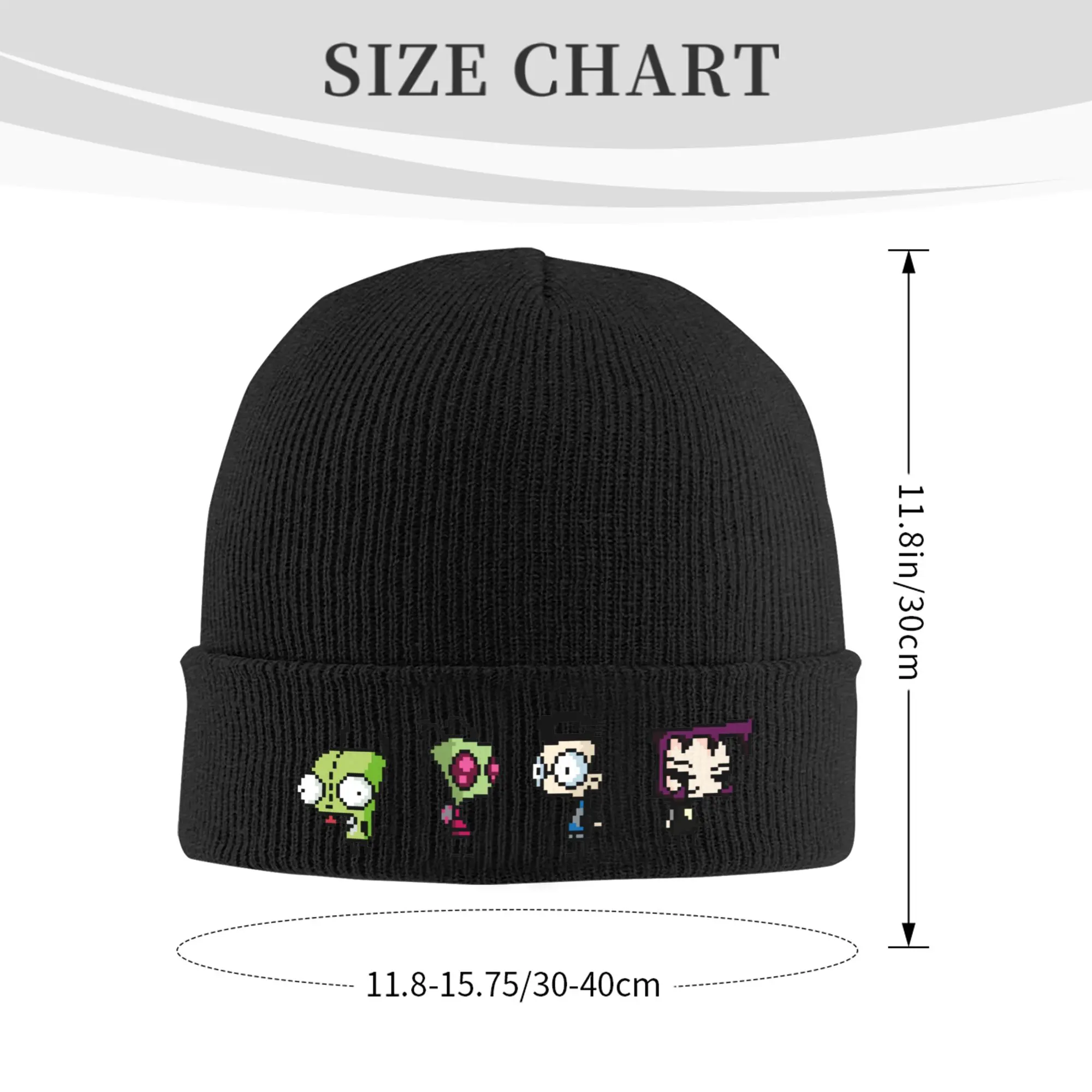 8-Bit Invader Zim  Knitted Caps Women's Men's Beanie Autumn Winter Hat Acrylic Cartoon Characters Warm Caps