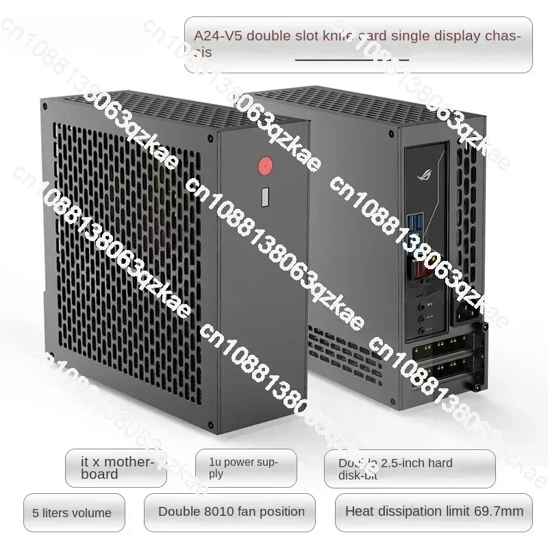 5L mini A24-V5 dual-slot single-display chassis double-sided chamfer 1u power supply itx