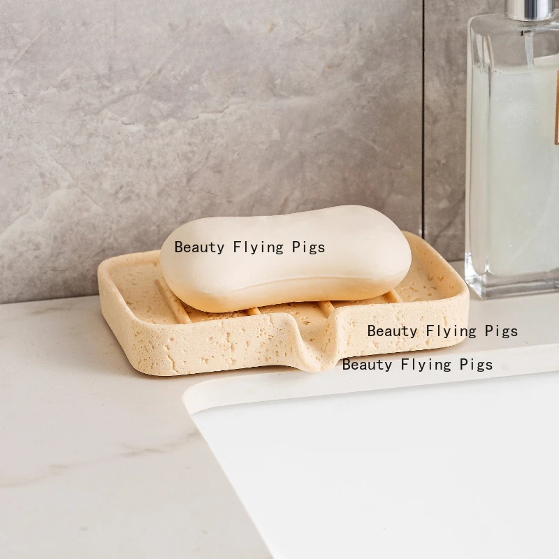 

1pc Sand and Gravel Soap Dish, Household Soap Box, Soap Dish with Drain Outlet, Portable Storage Rack Bathroom Accessories