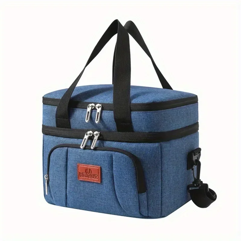 Isolierte Doppelschicht-Kühltasche - Große Kapazität Lunchbox für Frauen/Männer, auslaufsichere Picknick- und Schultasche mit verstellbarem Riemen – Detail 10