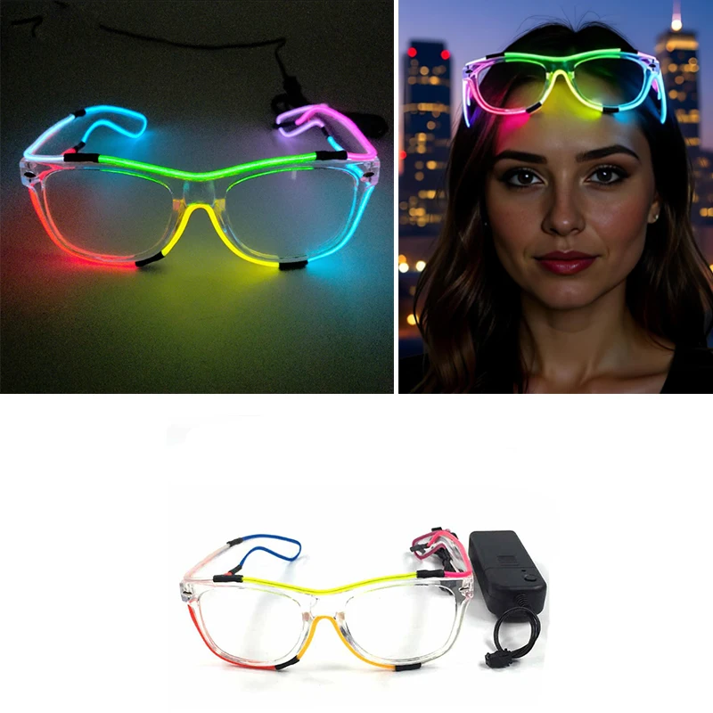 

Светящиеся очки унисекс, аксессуары для телефона, светодиодные мигающие очки, светящиеся реквизиты для ночного клуба, танцев, музыки