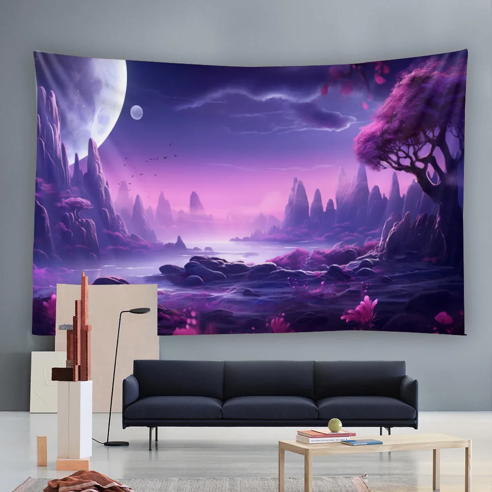 Psychedelic Scene Tapestry Multi-Scale Planetary Wall Hanging Art Aesthetic Background Home Decor Cloth