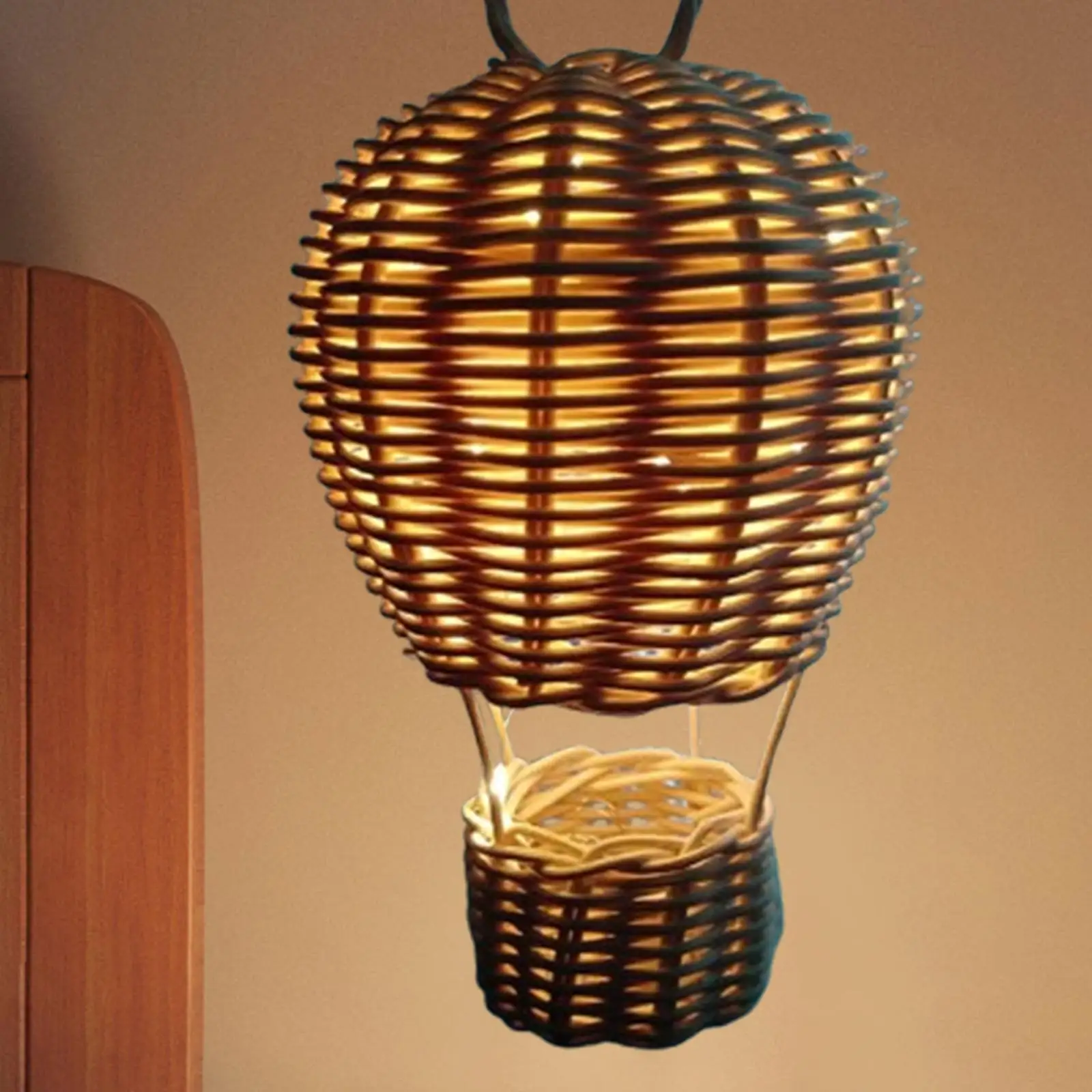 Handcrafted Rattan Hot Air Balloon Decor Woven Wall Hanging Ornament Craft for Wedding Party Photography Props view 5