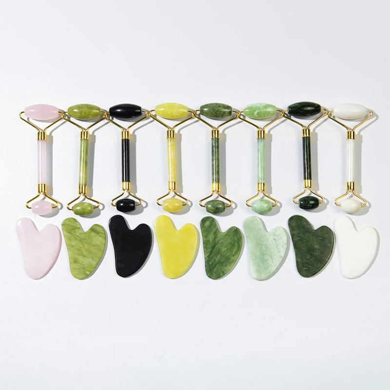 หยกธรรมชาติ Roller เครื่องนวดสําหรับ Face Roller Facial Lifting Anti-wrinkle Gousha หินสําหรับ Face Roller Gouache Scraper