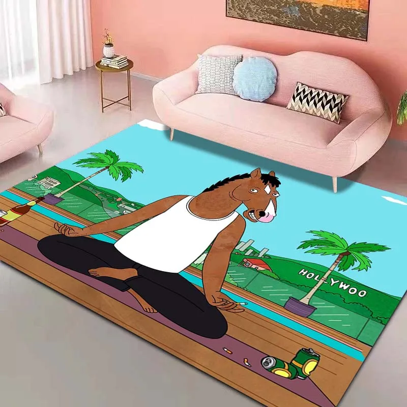 B-Bojack Horseman Printing Carpet Rug for Home Living Room Bedroom Sofa Doormat Decor,kids Play Area Rug Non-slip Floor Mat Gift