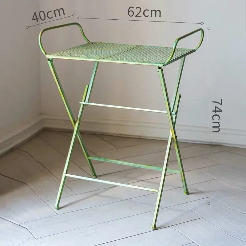 Retro verde ao ar livre jardim mesa de centro durável pequeno ferro flor suporte decorativo mesa lateral para jardim