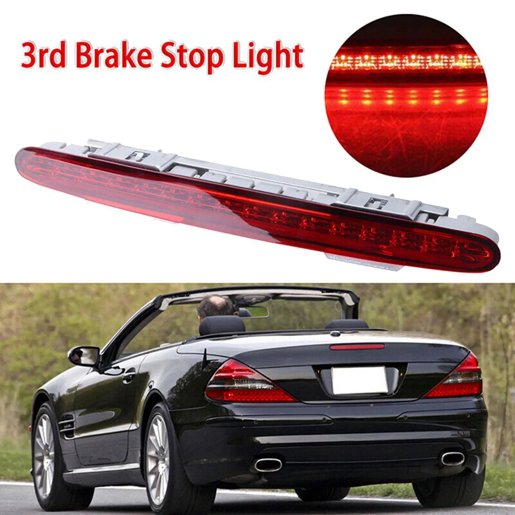 2X Third LED Brake Light Stop Lamp For Mercedes Benz SL R230 2001-2012 SL500 SL600 SL63 2308200056 2308200656 2308200856