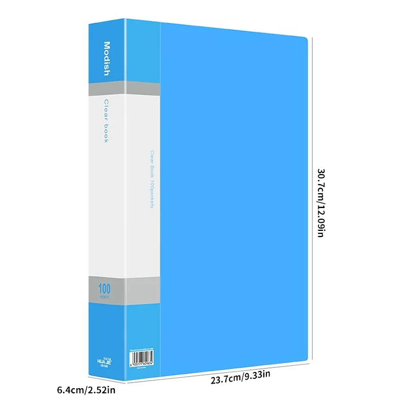 100-Page A4 Binder with Box & Transparent PP Cover - Multi-pocket Folder for Exam Records, Office/Students/Children's Portfolio