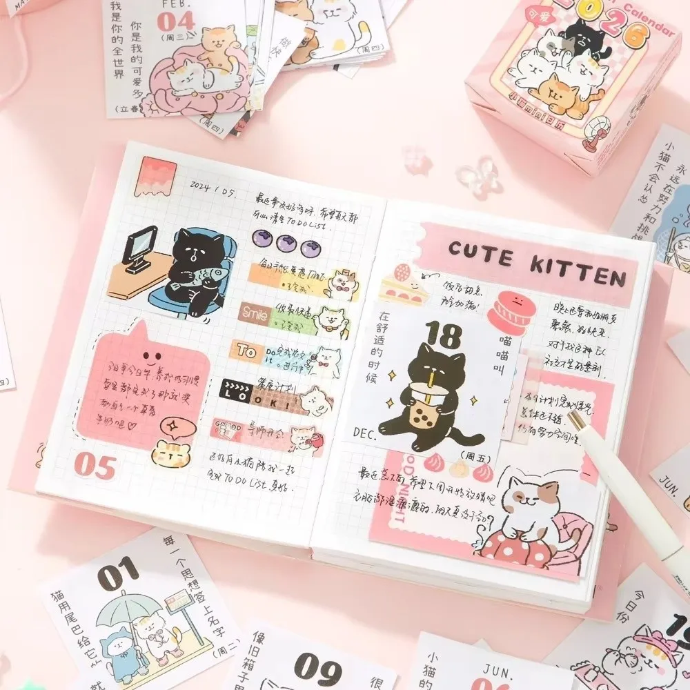 

Cute Cartoon 2026 Desk Calendar Waterproof Hand-Teared Mini Calendar To Do List Lightweight Schedule Planner Desktop Ornament