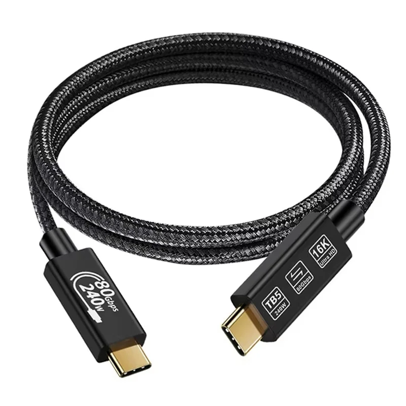 B03B-1M Thunderbolt 5 Coaxial Cable 240W 16K Fast Charging Cable Super Speed Data Storage For USB C Monitor