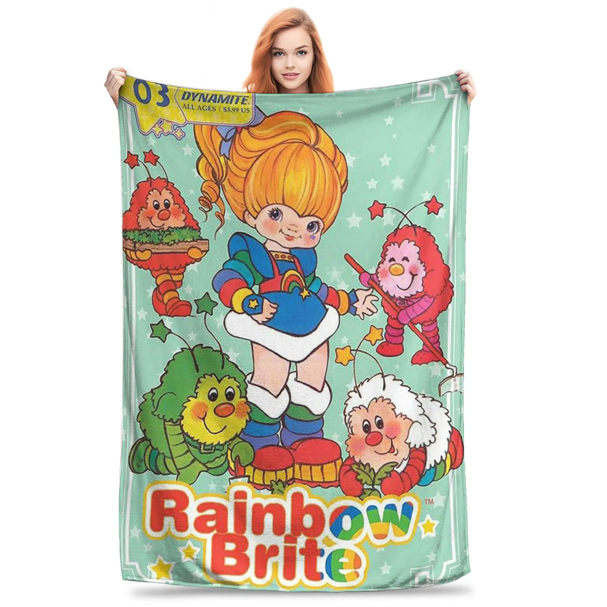 Flannel Throw Blanket Rainbows Brite Warm Plush Blankets Soft Bedding for Bed Living room Home Travel Sofa