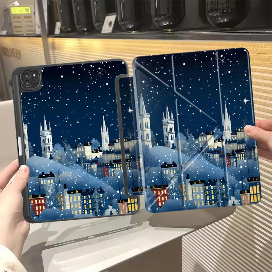 

Чехол для планшета Christmas Town4 для iPad Air 4 5 M3 M2 1 2 M4 11 дюймов, Mini 6 7 Pro 2025 Pro 11th 10th 9th 8th 7th 12.9 дюймов с держателем