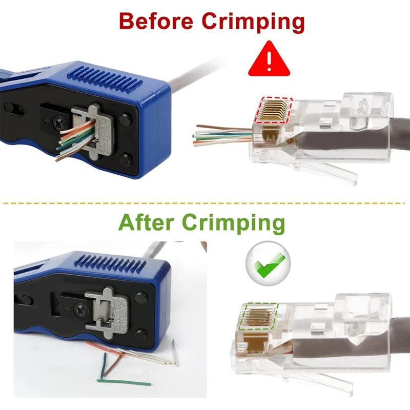 DTA5 RJ45 Crimp Tool Kit for Cat5e Cat6a Ethernet Connectors Pass Through Design 8P8C Modular Crimper