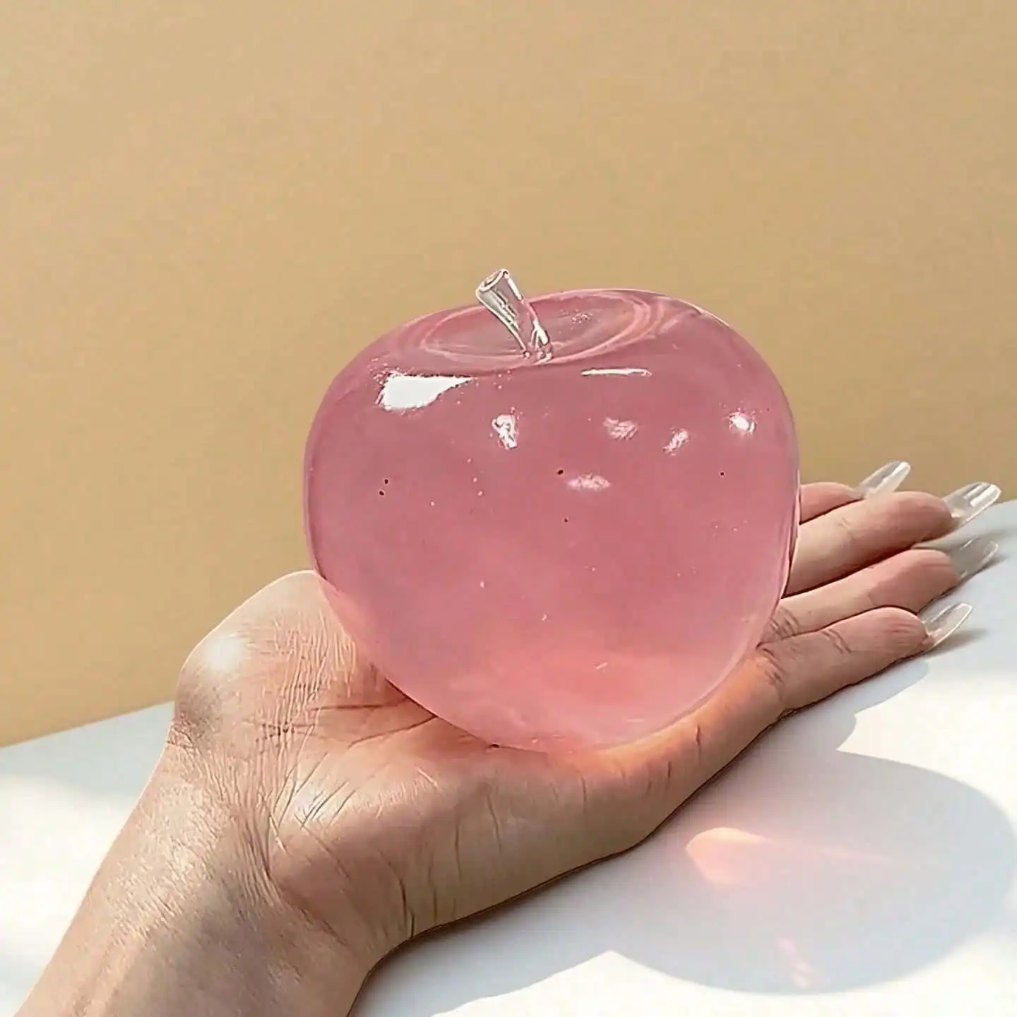 

1Pc Pastel Color Crystal Apple Stress Relief Toy Soft Squeeze Sensory Toy Desktop Ornament Office Relaxation Gift